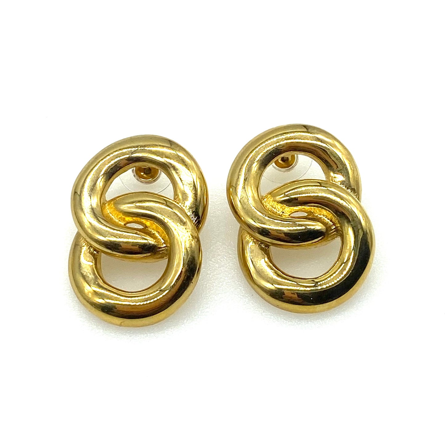 Givenchy Double Hoop Infinity Figure Eight Boucles d'oreilles percées plaquées or avec tout nouveau fermoir confort plaqué or