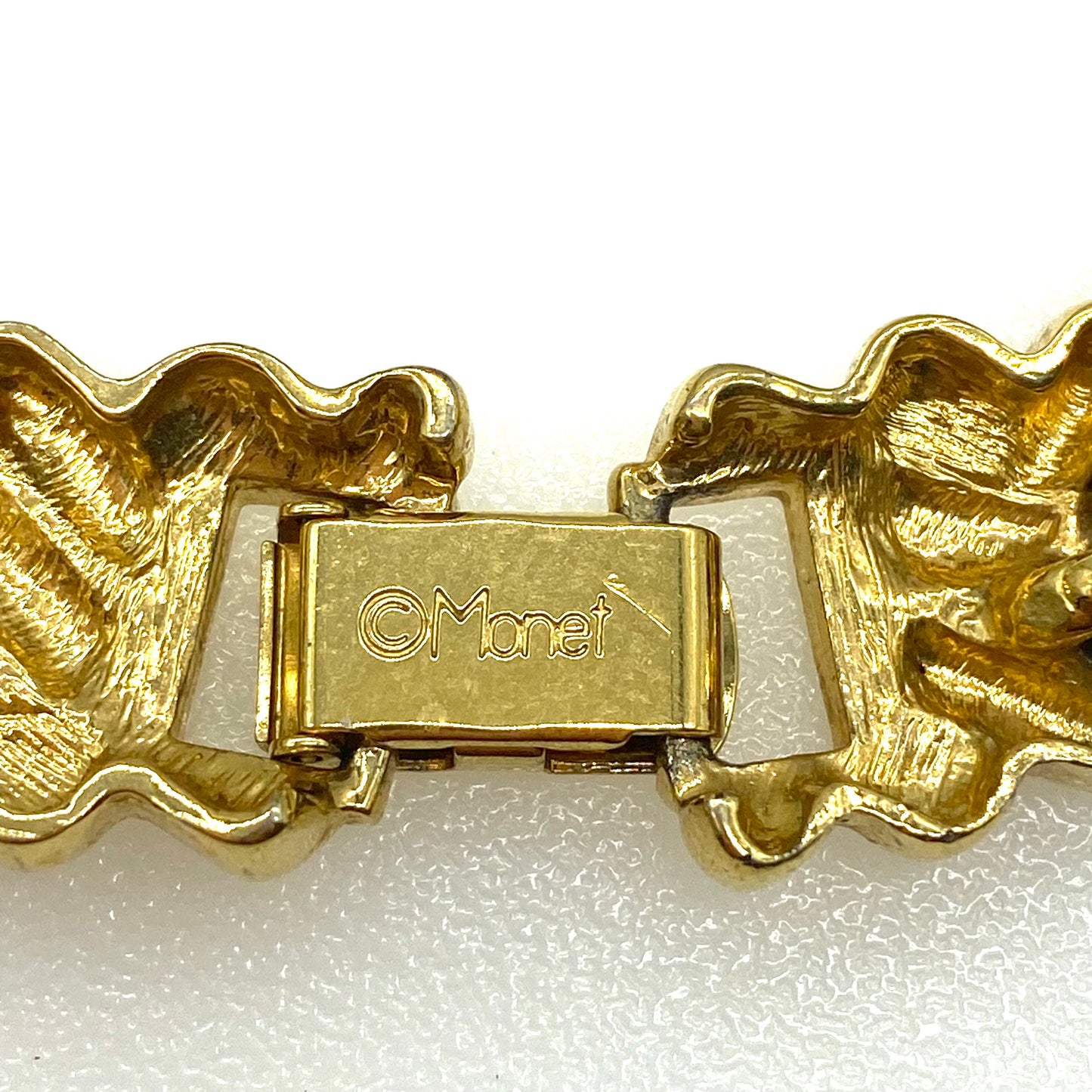 Monet Criss Cross Black Enamel Gold Plated Necklace