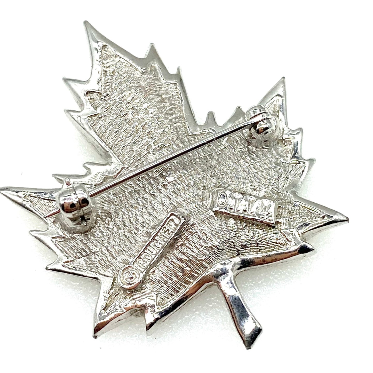 Boucher Numbered Rhinestone Maple Leaf Brooch '0114'