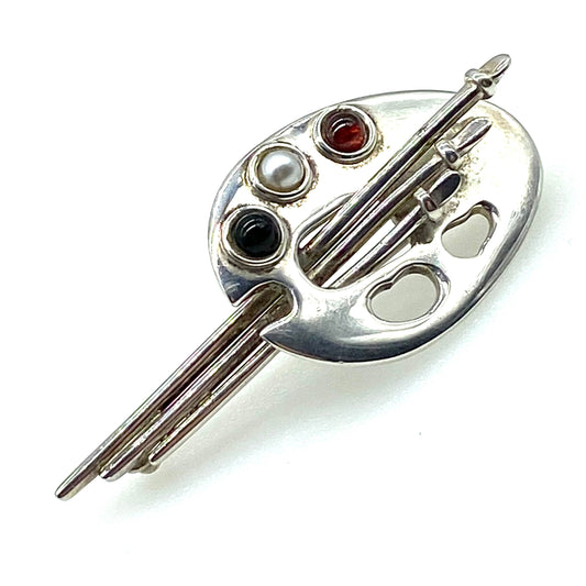 Broche Palette d'Artiste en Argent 925