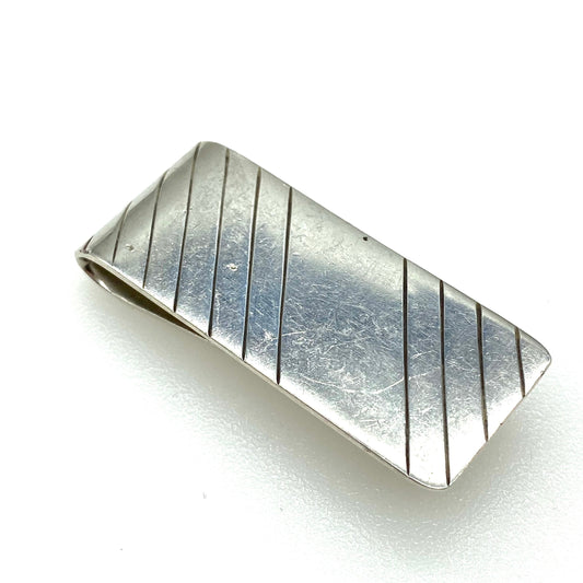 vintage Gravable Poinçonné 925 Sterling Argent Tourné Pince à Billets