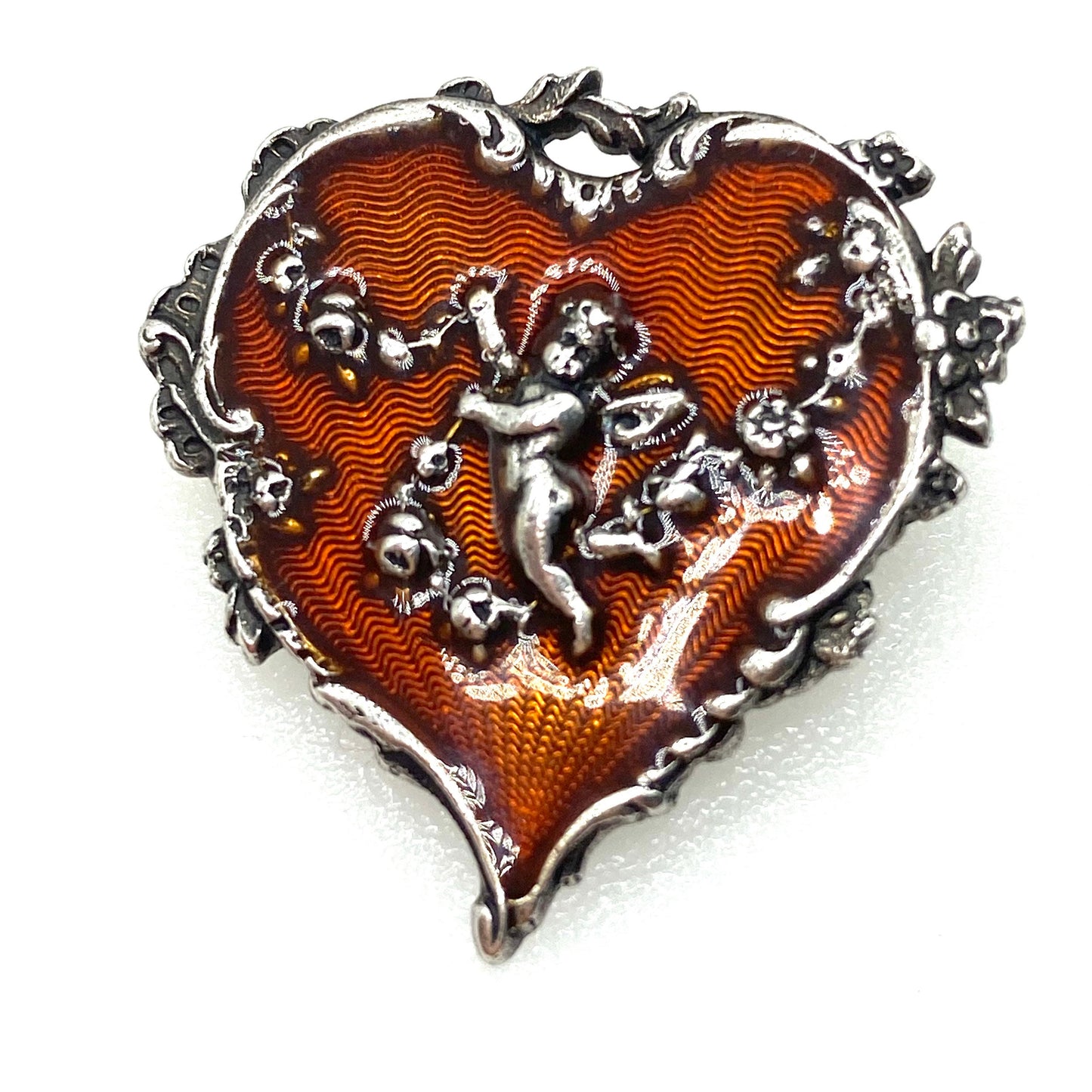 Broche coeur chérubin émaillé Catherine Popesco
