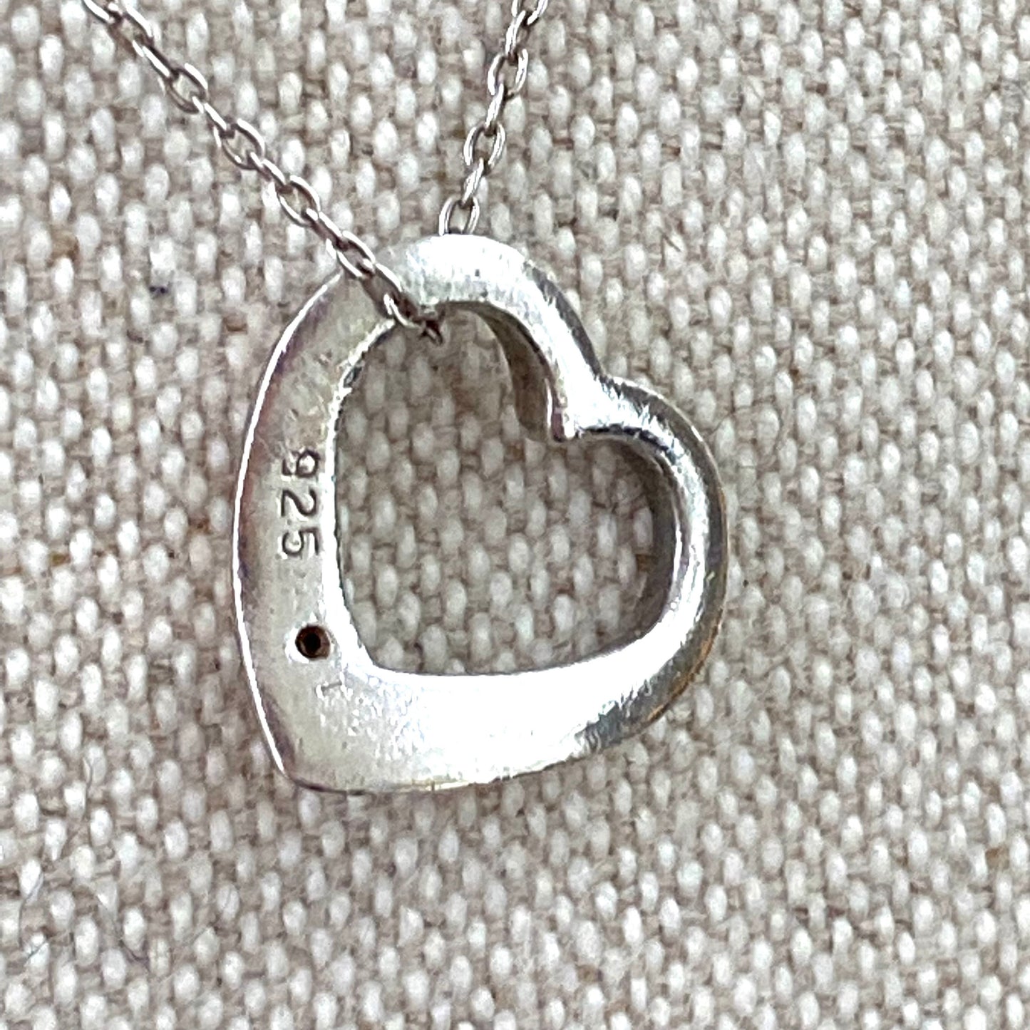 Open Heart 925 Silver Necklace with Real Diamond Detail Necklace