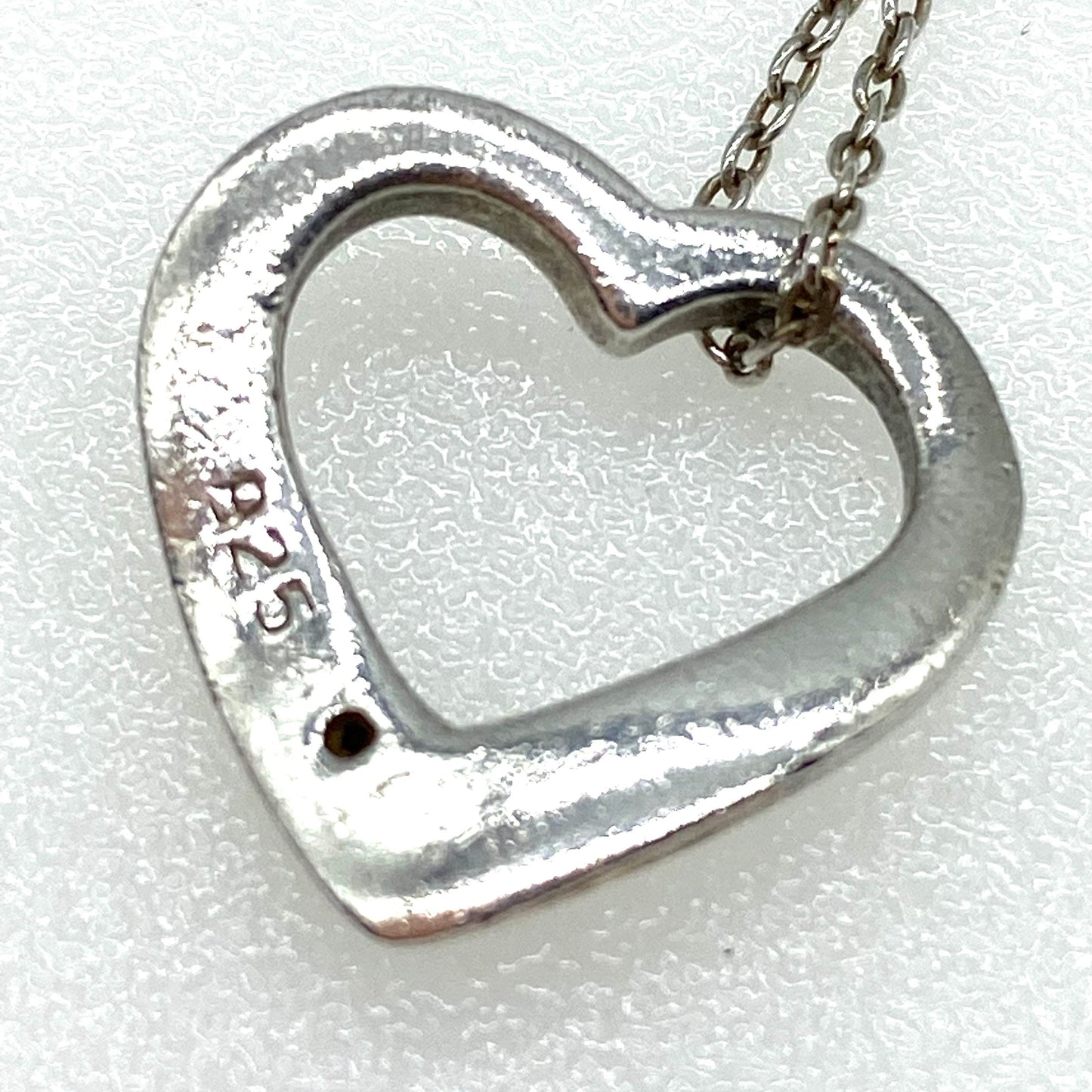 Open Heart 925 Silver Necklace with Real Diamond Detail Necklace