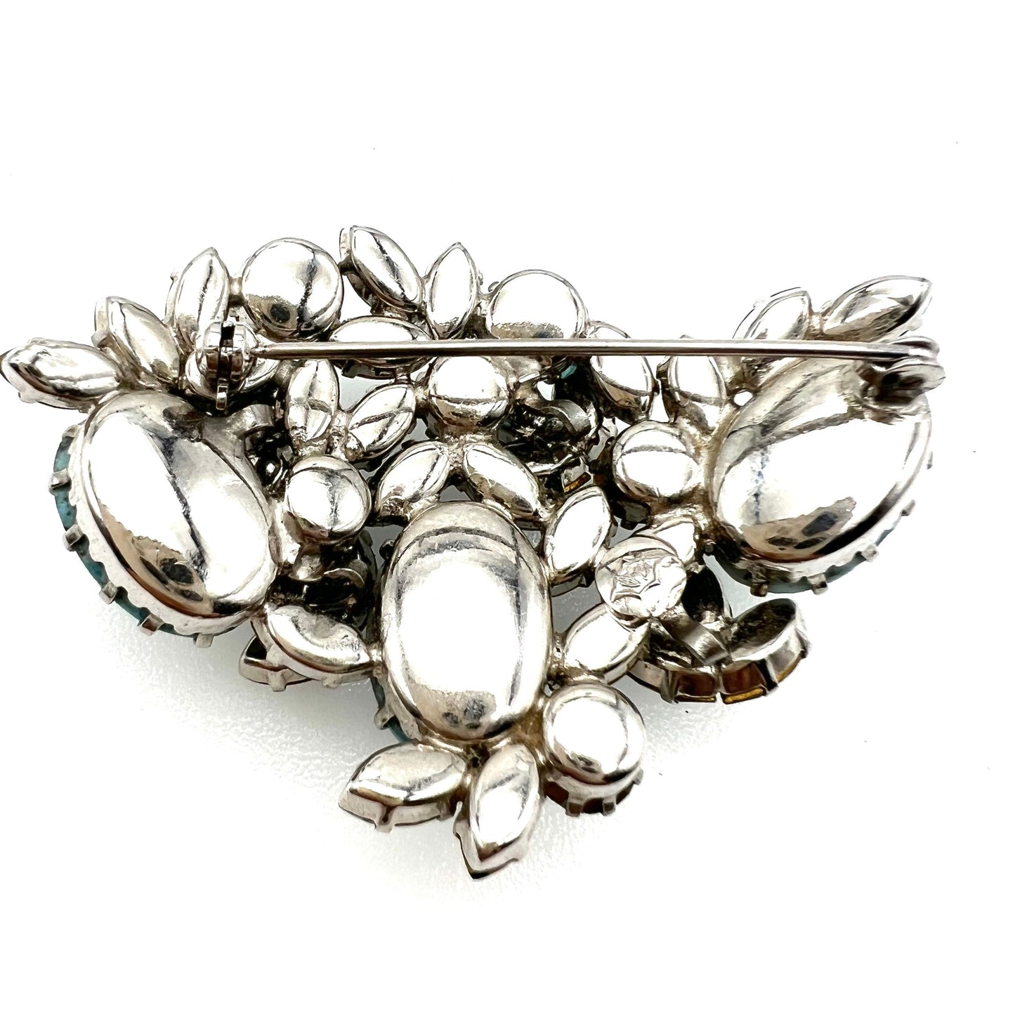 Schoffel Austria Rhodium Plated Crystal Brooch and Clip On Earrings