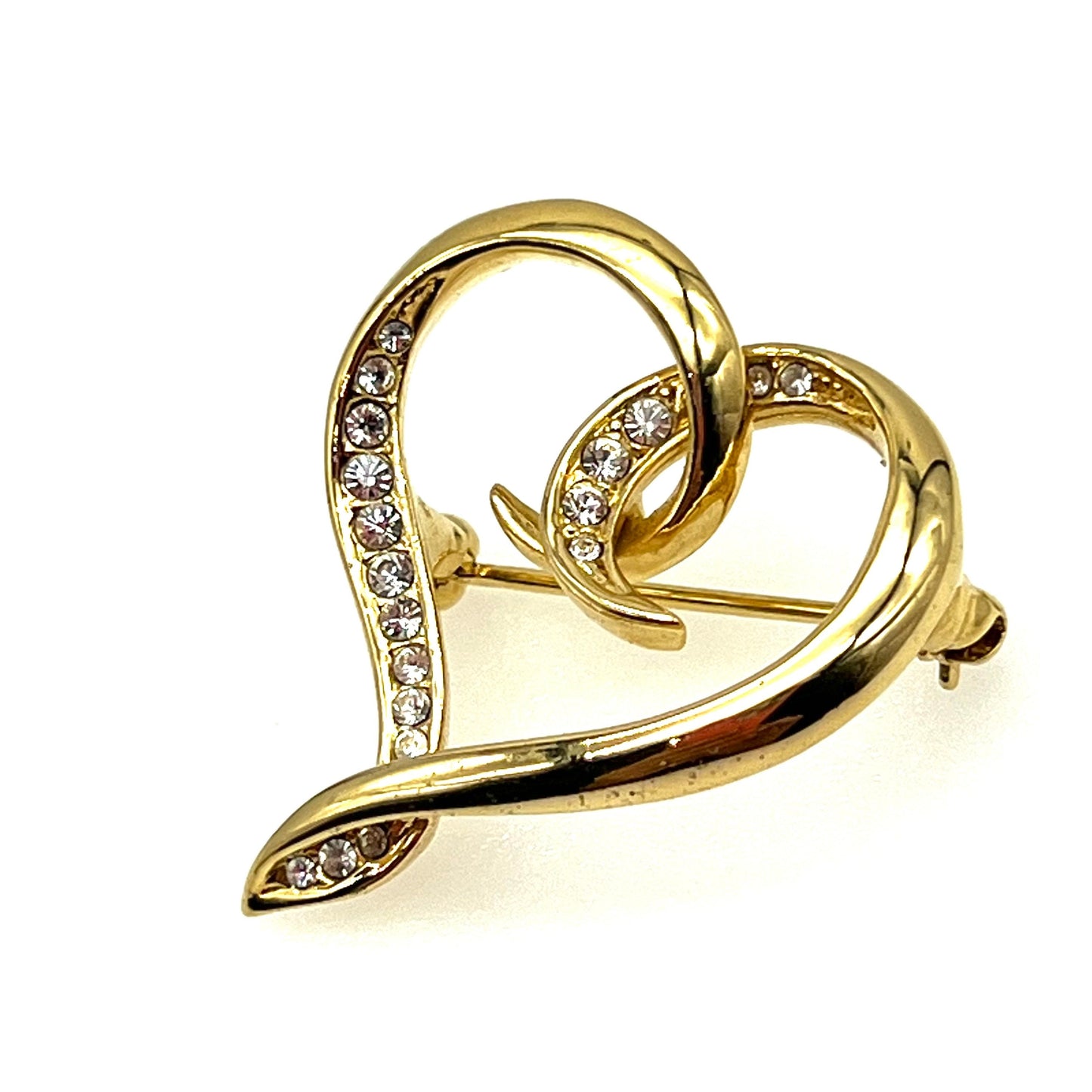 Attwood and Sawyer 22ct Gold Plated Open Heart Brooch