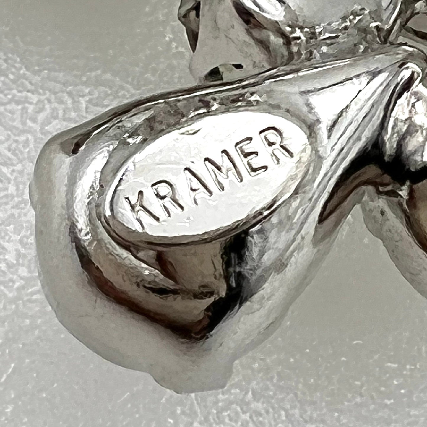 Kramer Huge Clear Rhinestone Layered Swirl Rhodium Plated Brooch