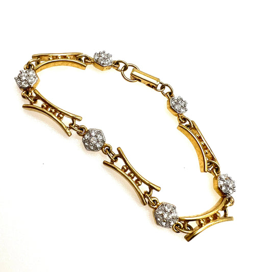 Signed Swarovski Gold Plated Link Crystal Bracelet (Swan Logo)