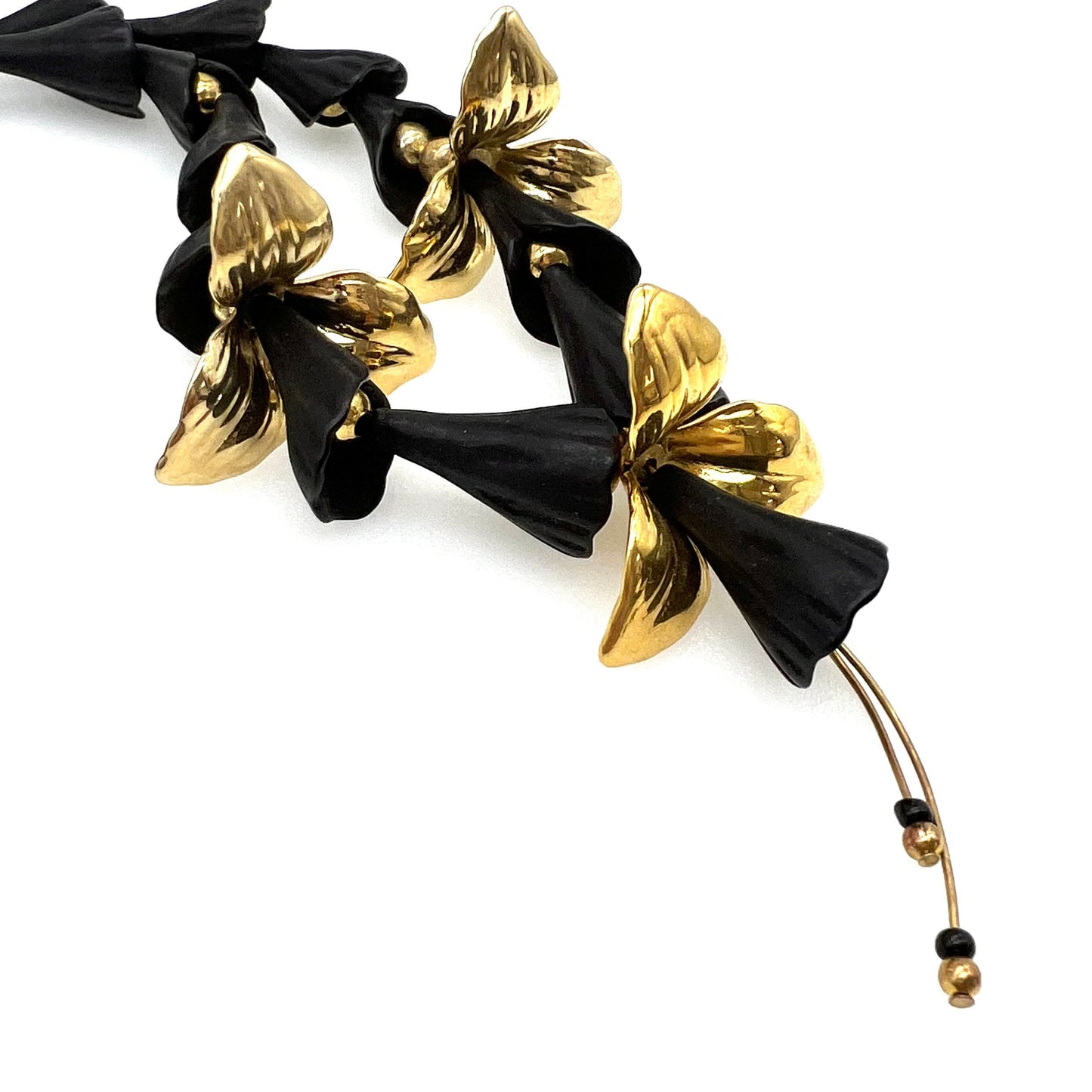Black and Gold Lily Plastic Necklace