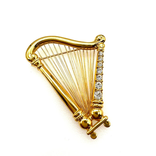 Monet Harp Brooch with Swarovski Crystals