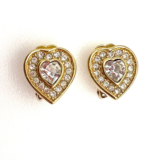 Christian Dior Heart Clip On Earrings