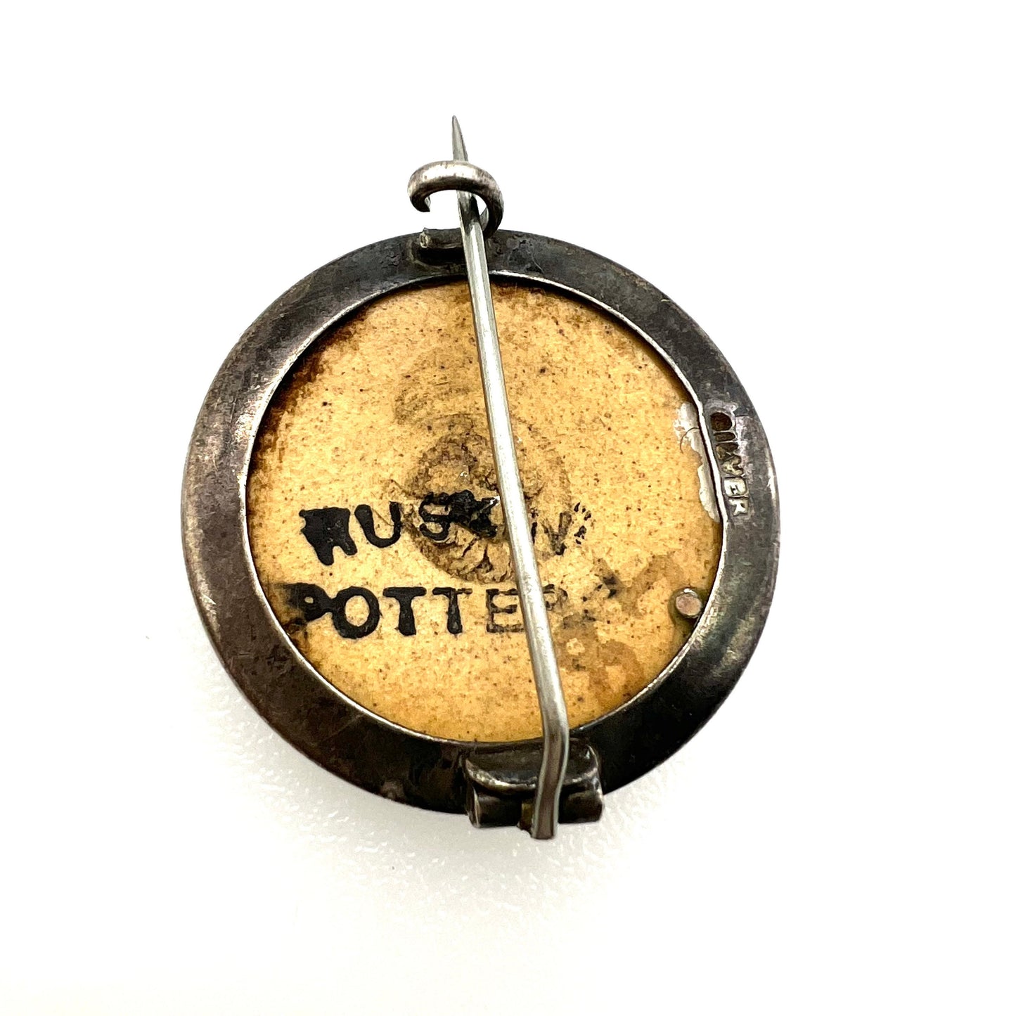 Ruskin Pottery Silver Roundel Brooch