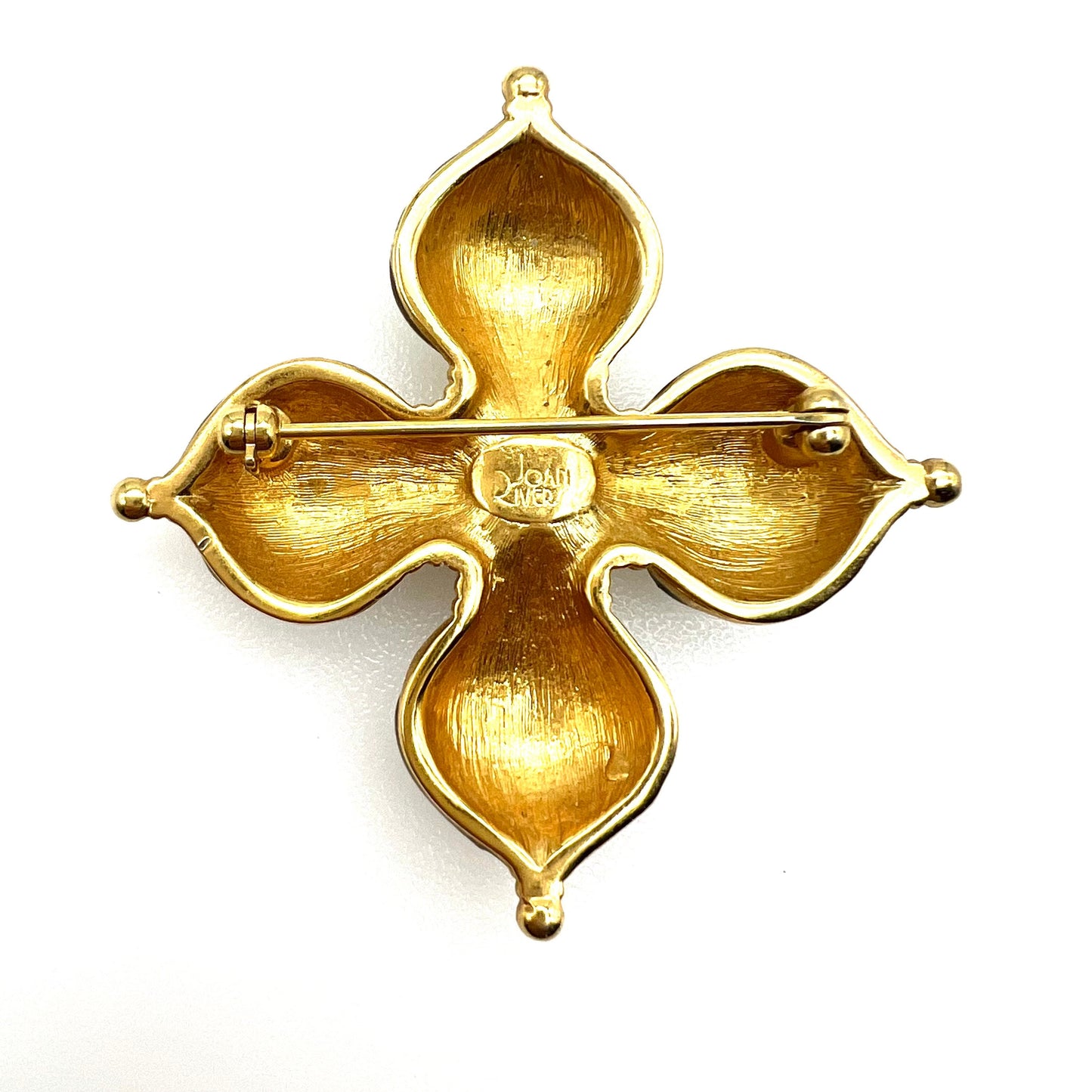Joan Rivers Gold Plated Russian Onion Dome Enamel Cross Brooch