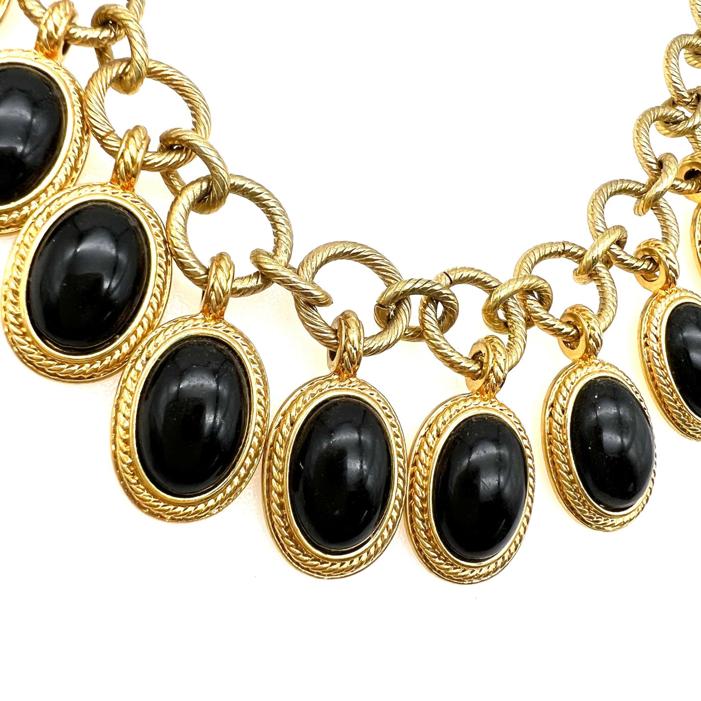 Monet Black Dropper Necklace and Matching Bracelet