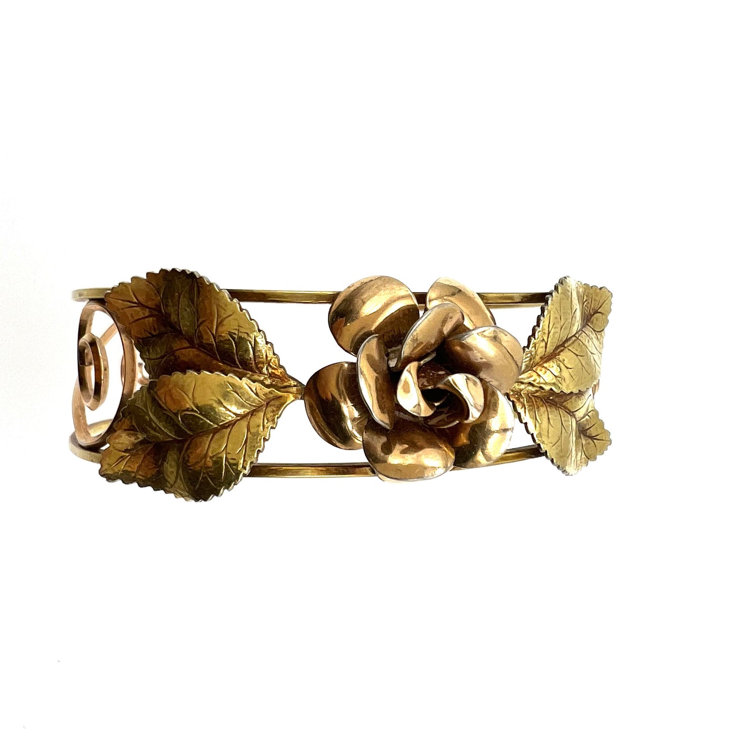 Krementz Rose and Leaves Gilded Cuff