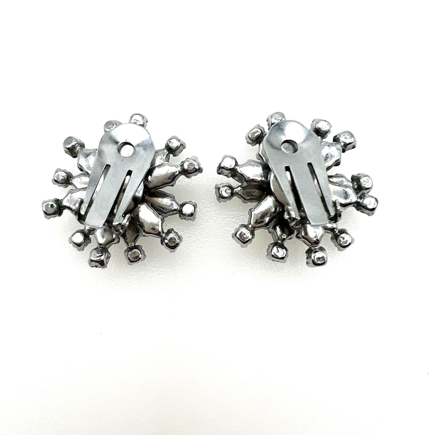 Signed Austria Aurora Borealis Clip On Earrings