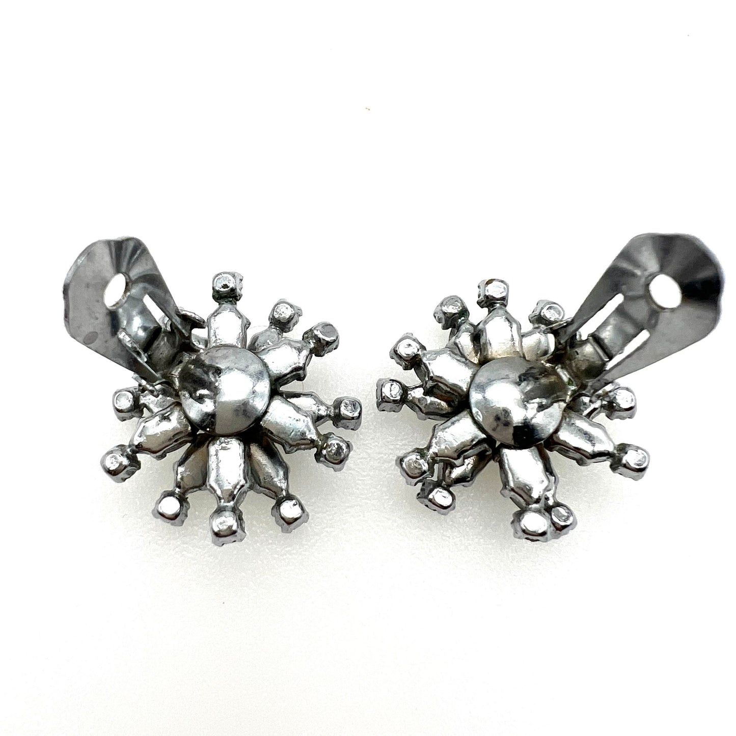 Signed Austria Aurora Borealis Clip On Earrings