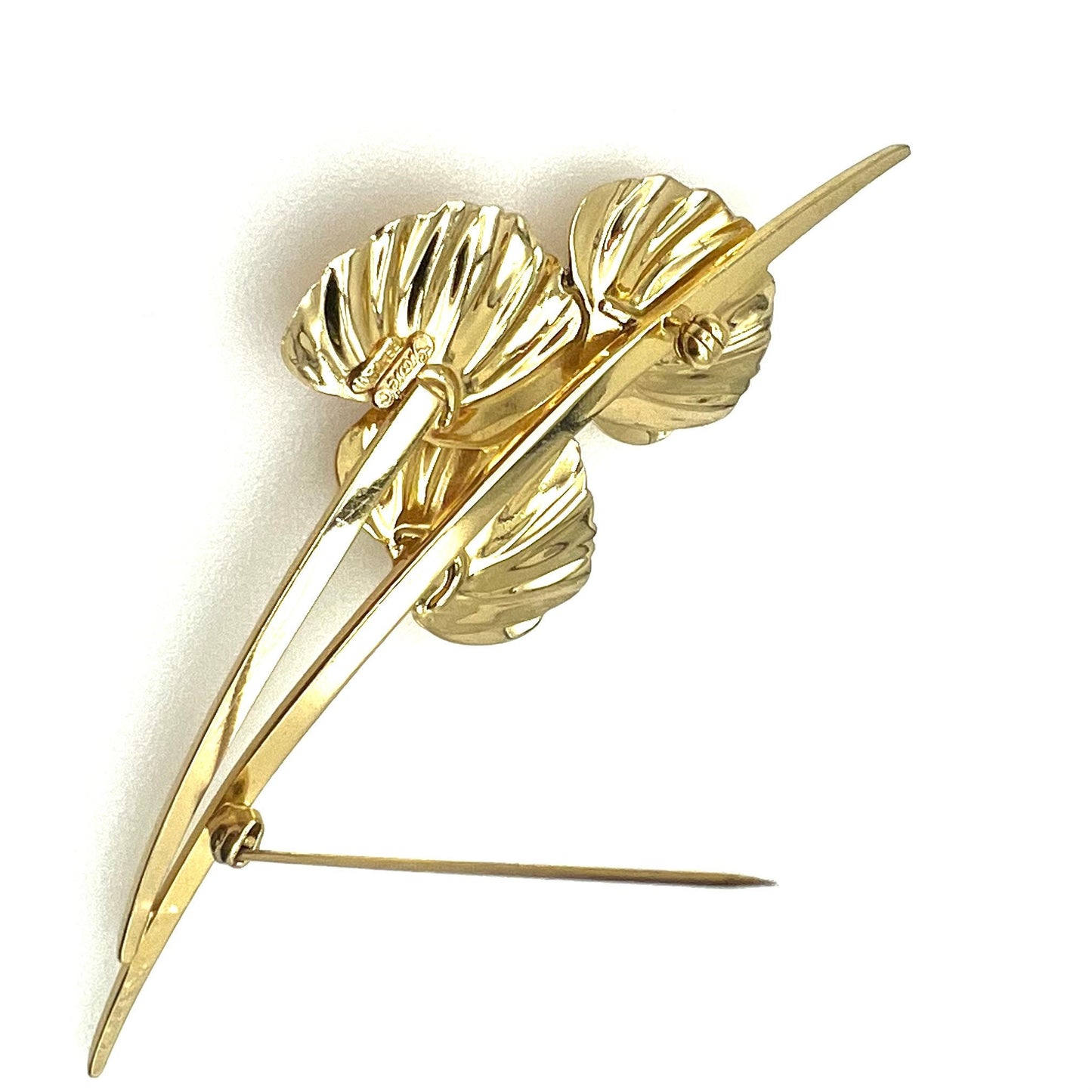 Grosse Germany Three Flowers Crystal Gold Plated Brooch