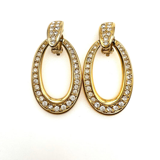 Adrienne Vittadini Rhinestone Door Knocker Clip On Earrings