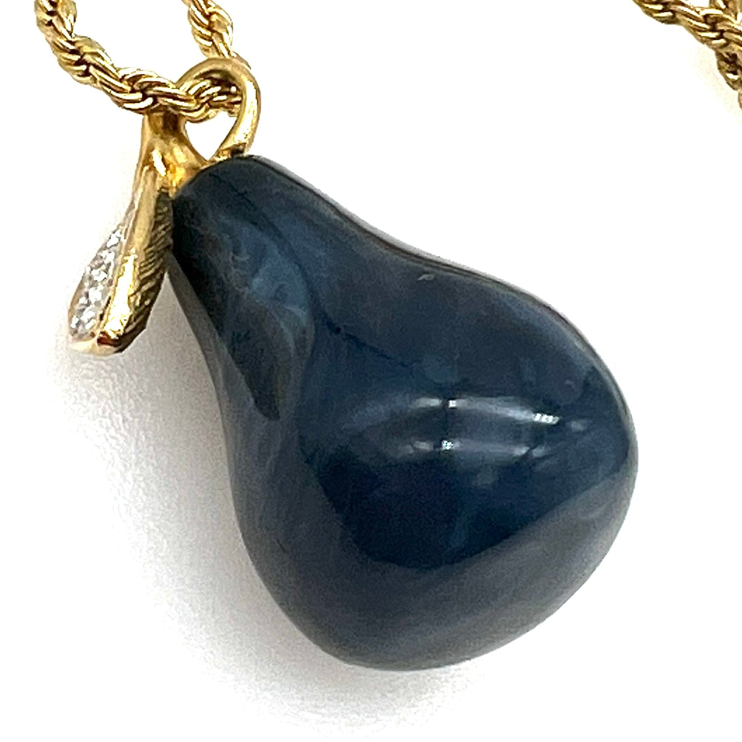 Kenneth Lane Petrol Blue Pear Pendant On Rope Necklace