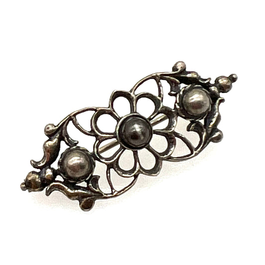 800 Continental Silver Brooch Signed R-S