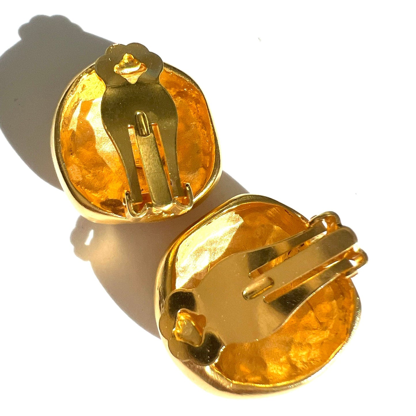 Kenneth Lane Satin/Matte Gold Plated Undulating Nugget Domed Clip On Earrings