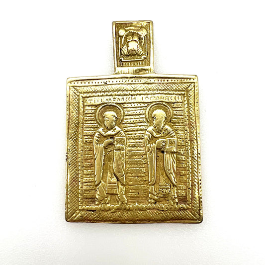 Russian Orthodox Travelling Icon Brass Pendant
