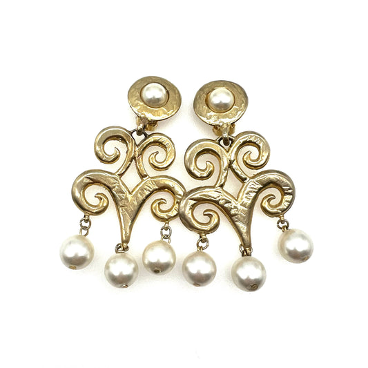 Boucles d'oreilles à clip lustre Oscar De La Renta non signées