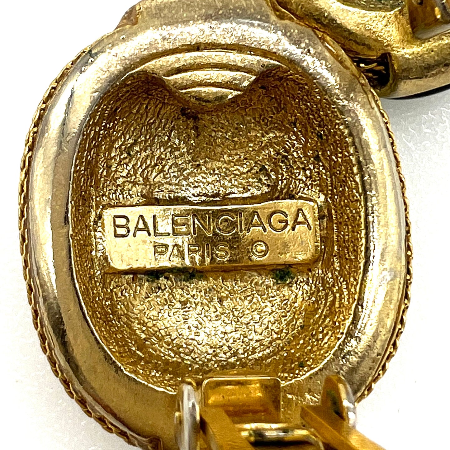 Balenciaga Paris Harlequin Enamel and Gold Mesh Clip On Earrings