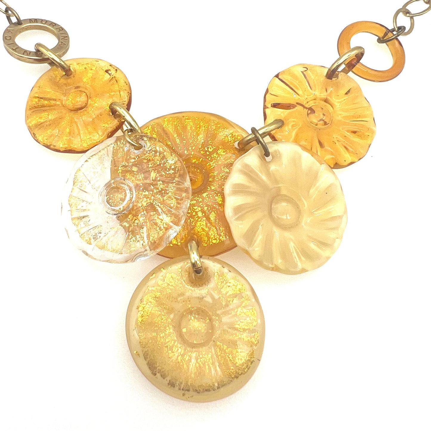 Antica Murrina Venzia Glass Slice / Flower Bib Necklace