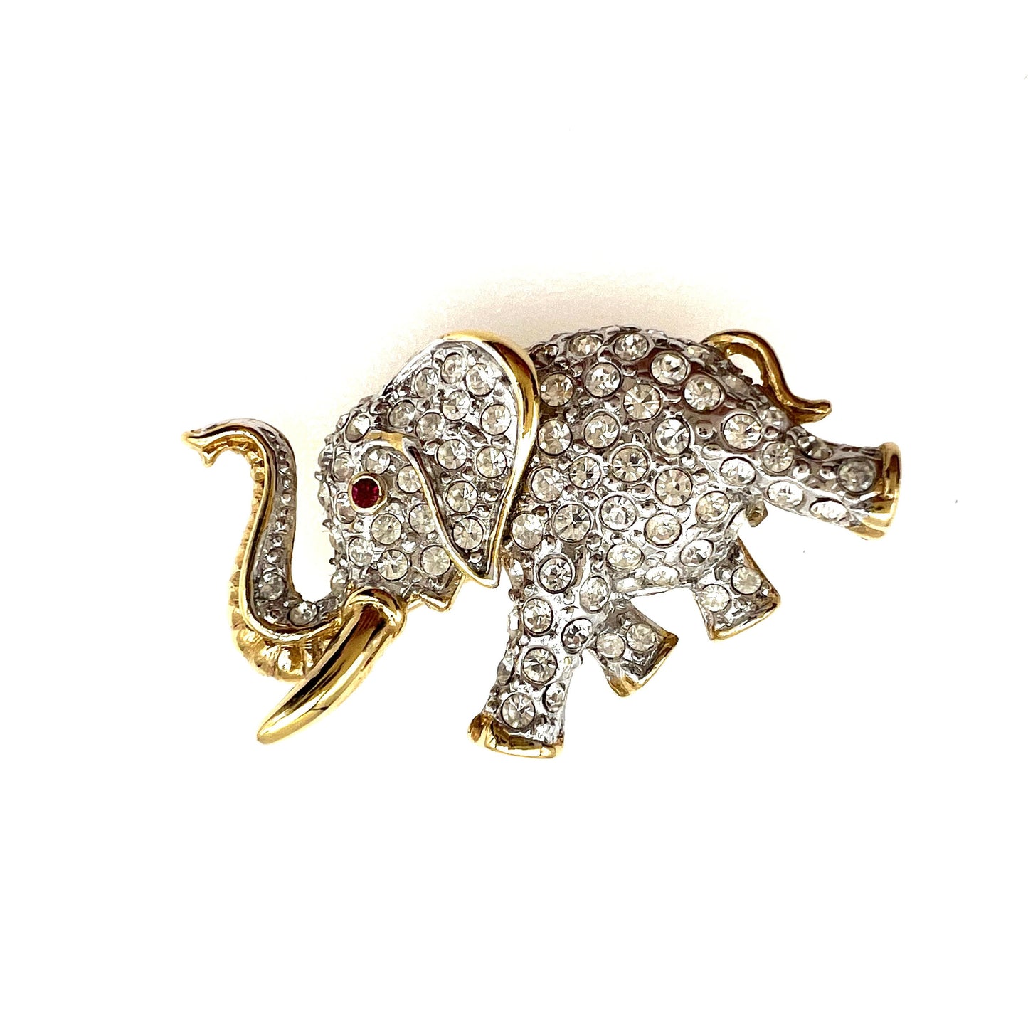 Attwood and Sawyer 22ct Gold Plated Swarovski Crystal Elephant Brooch