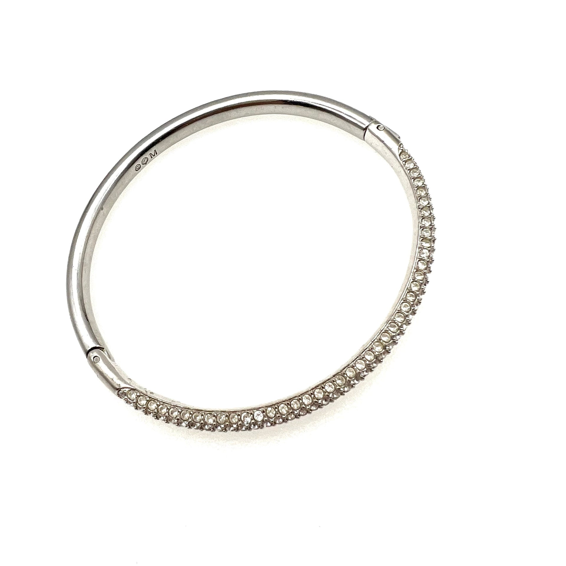 Signed Swarovski Swan Hallmarked Rhodium Plated Crystal Bangle - Main Image