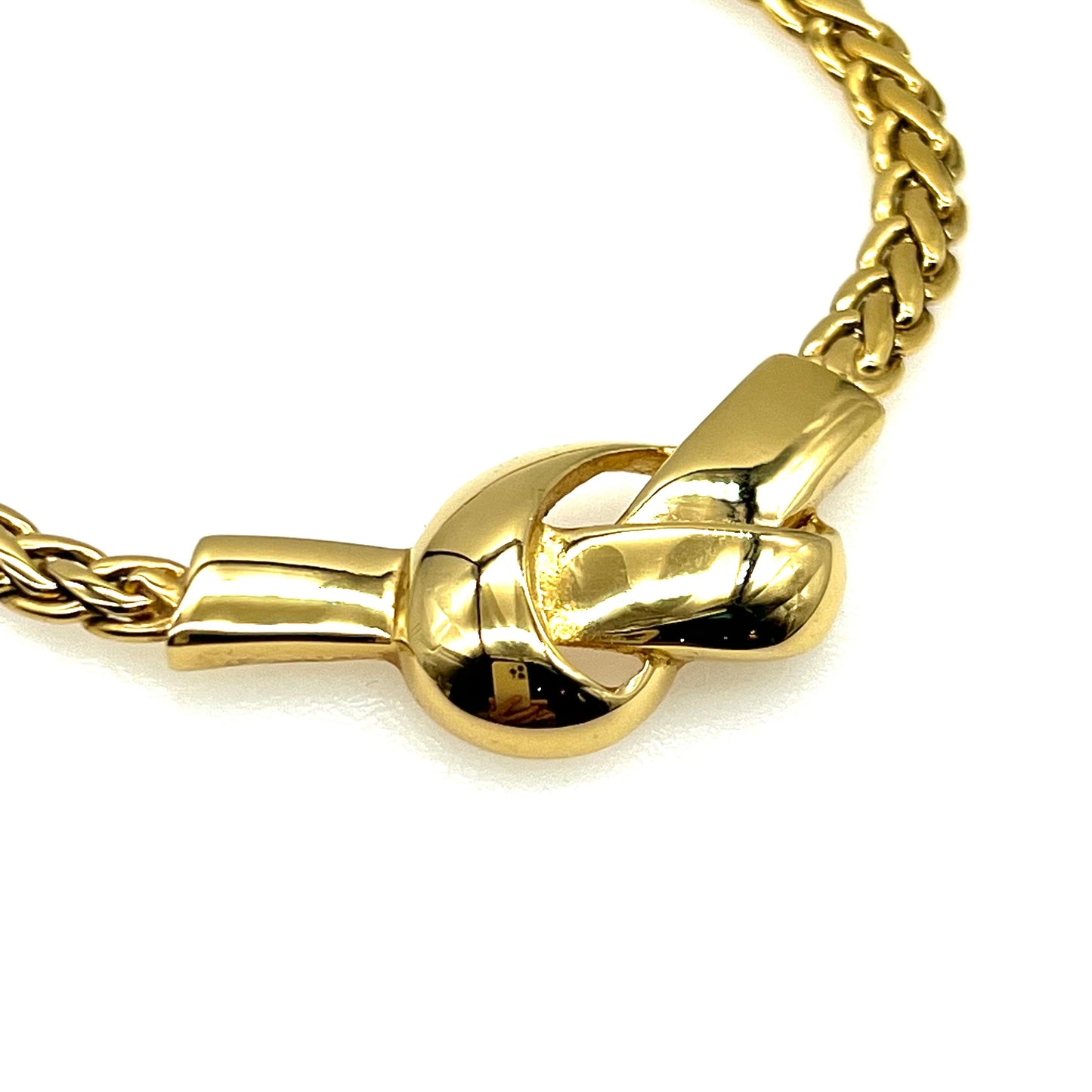 Signed Gold Plated Open Work Love Knot Integral Pendant Necklace