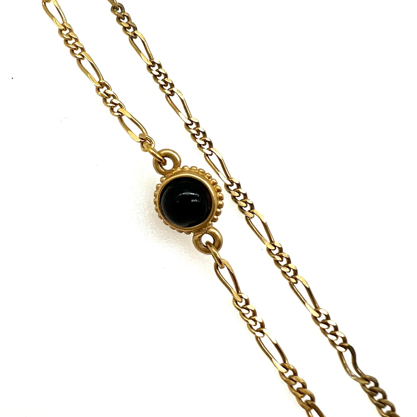 Monet Long Figaro Station Necklace with Black Glass Fob Pendant