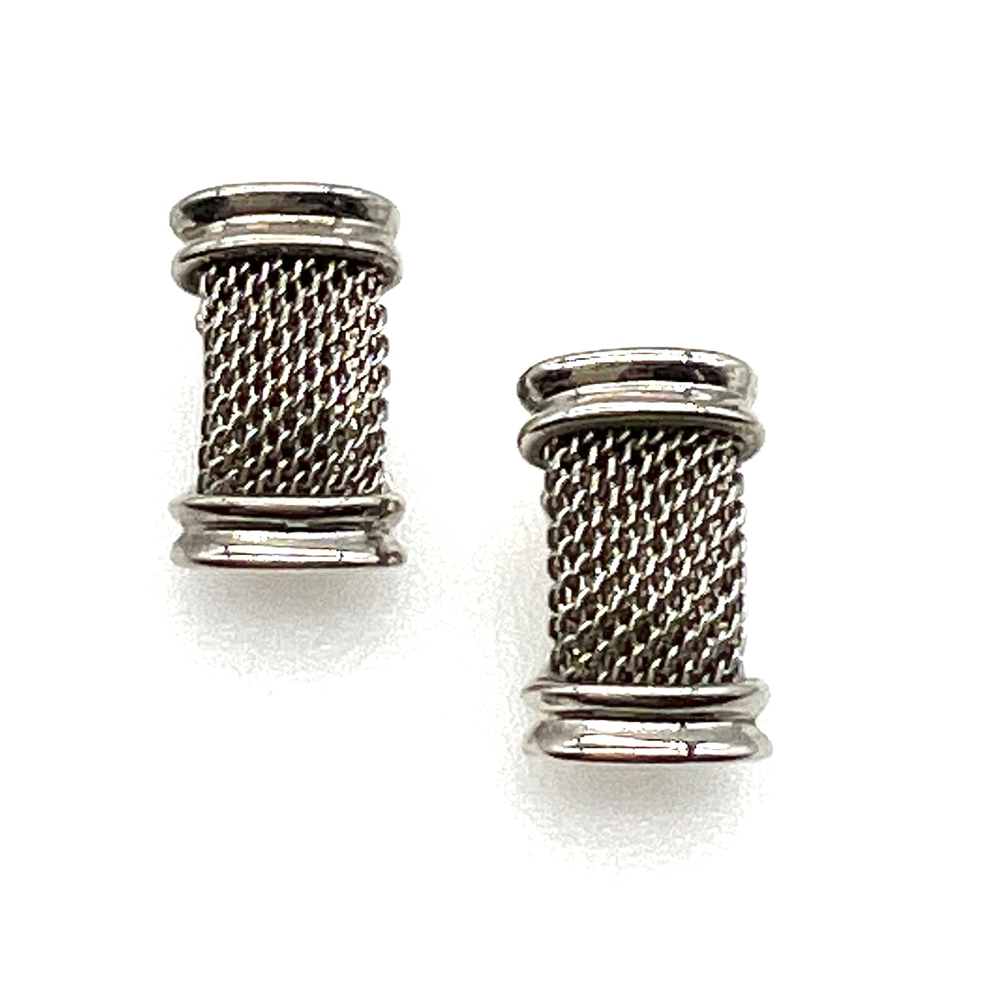 Unsigned Silver Tone Mesh Clip On Earrings