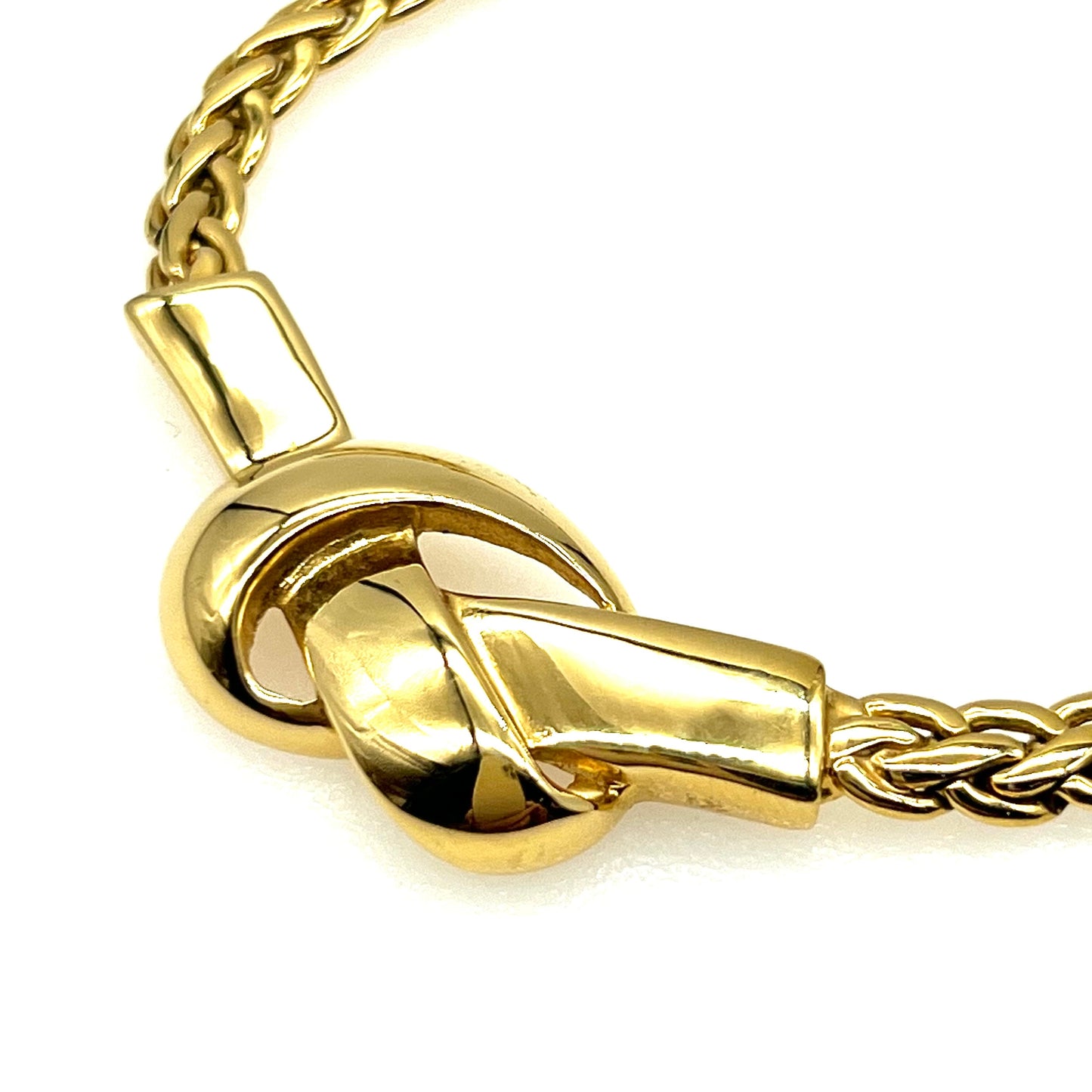 Signed Gold Plated Open Work Love Knot Integral Pendant Necklace