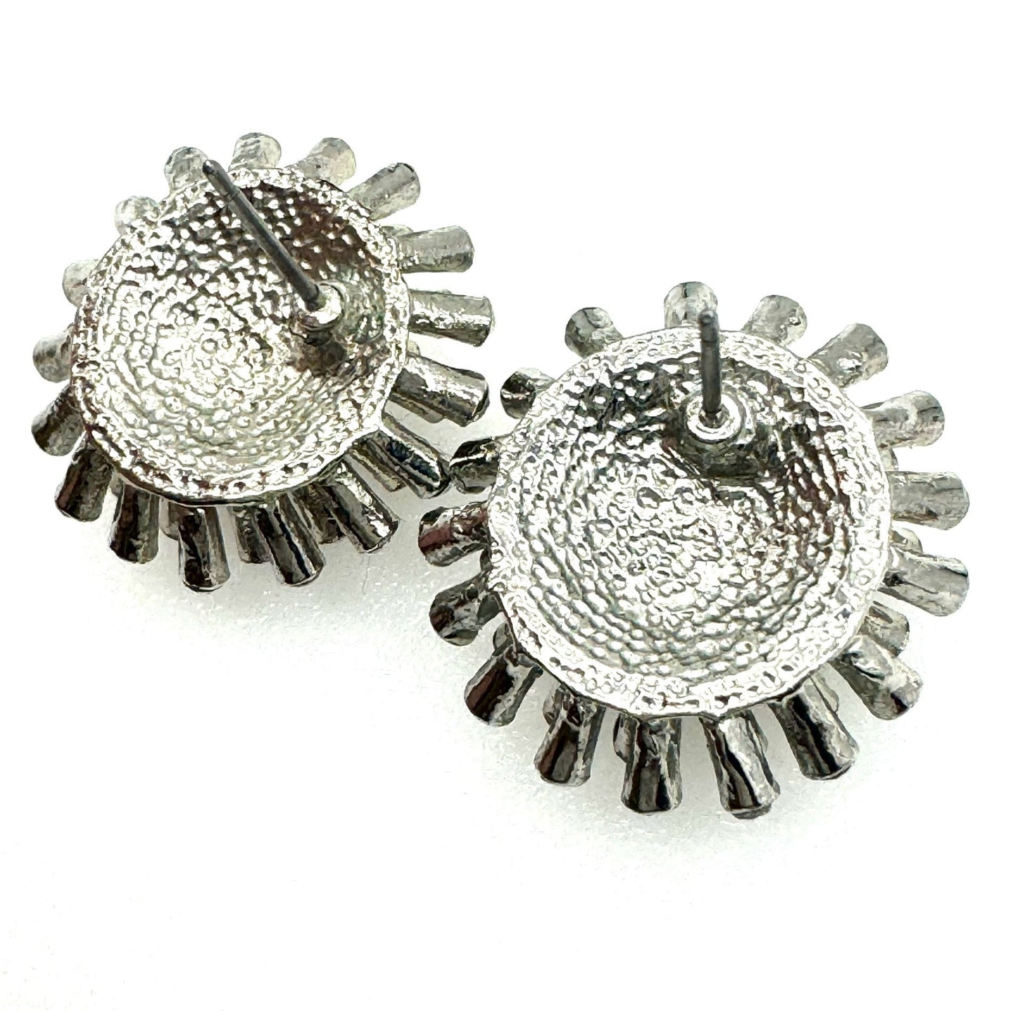 Unsigned Sputnik Rhinestone Pierced Earrings with Brand New 925 Silver Butterfly Backs