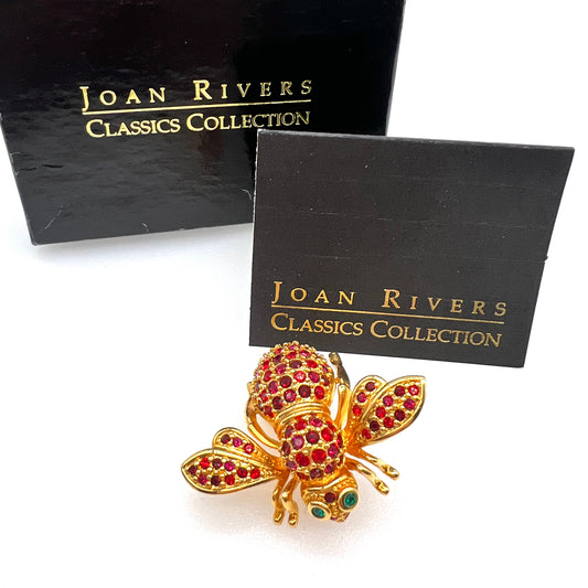 Joan Rivers Queen Bee Red Pave Brooch in Original Box