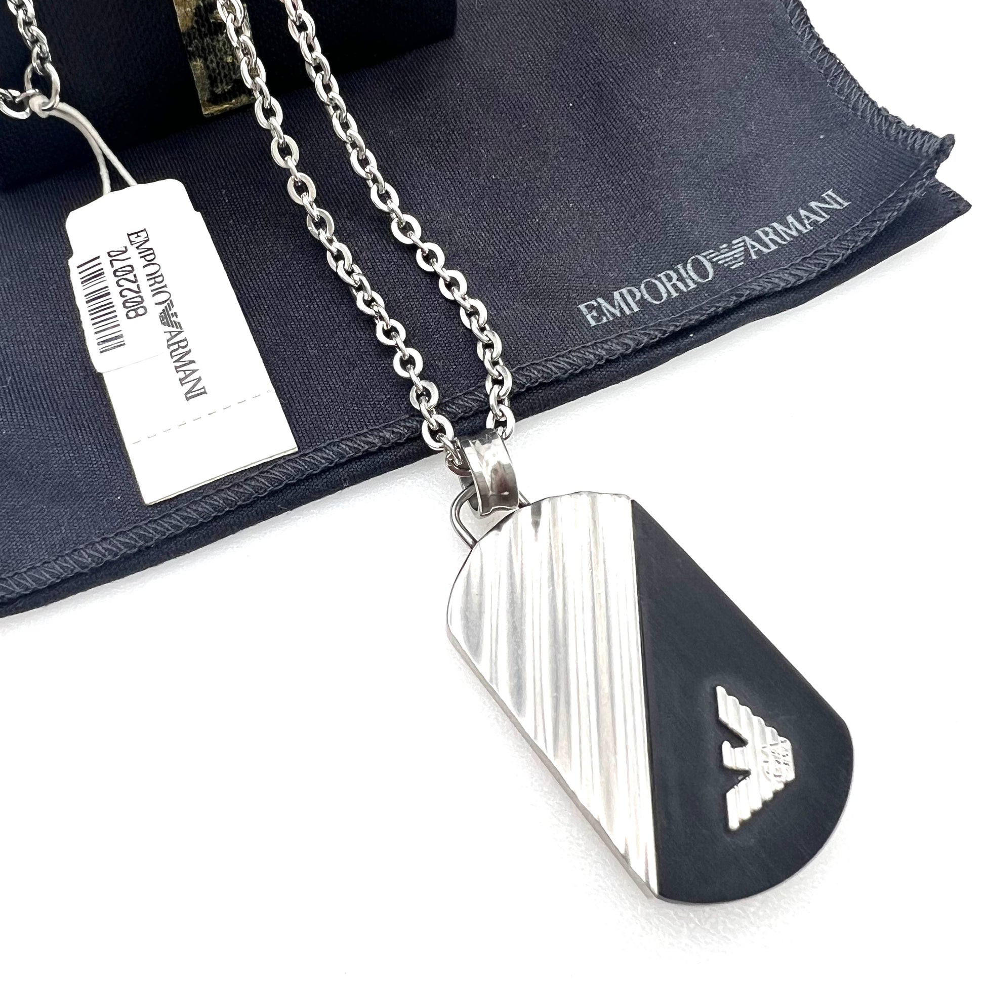 Emporio Armani Steel and Resin Dog Tag Necklace (Future