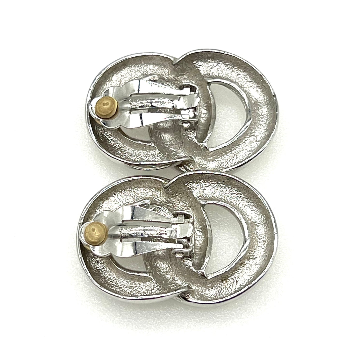 Givenchy Paris New York Runway Double Hoop Clip On Earrings