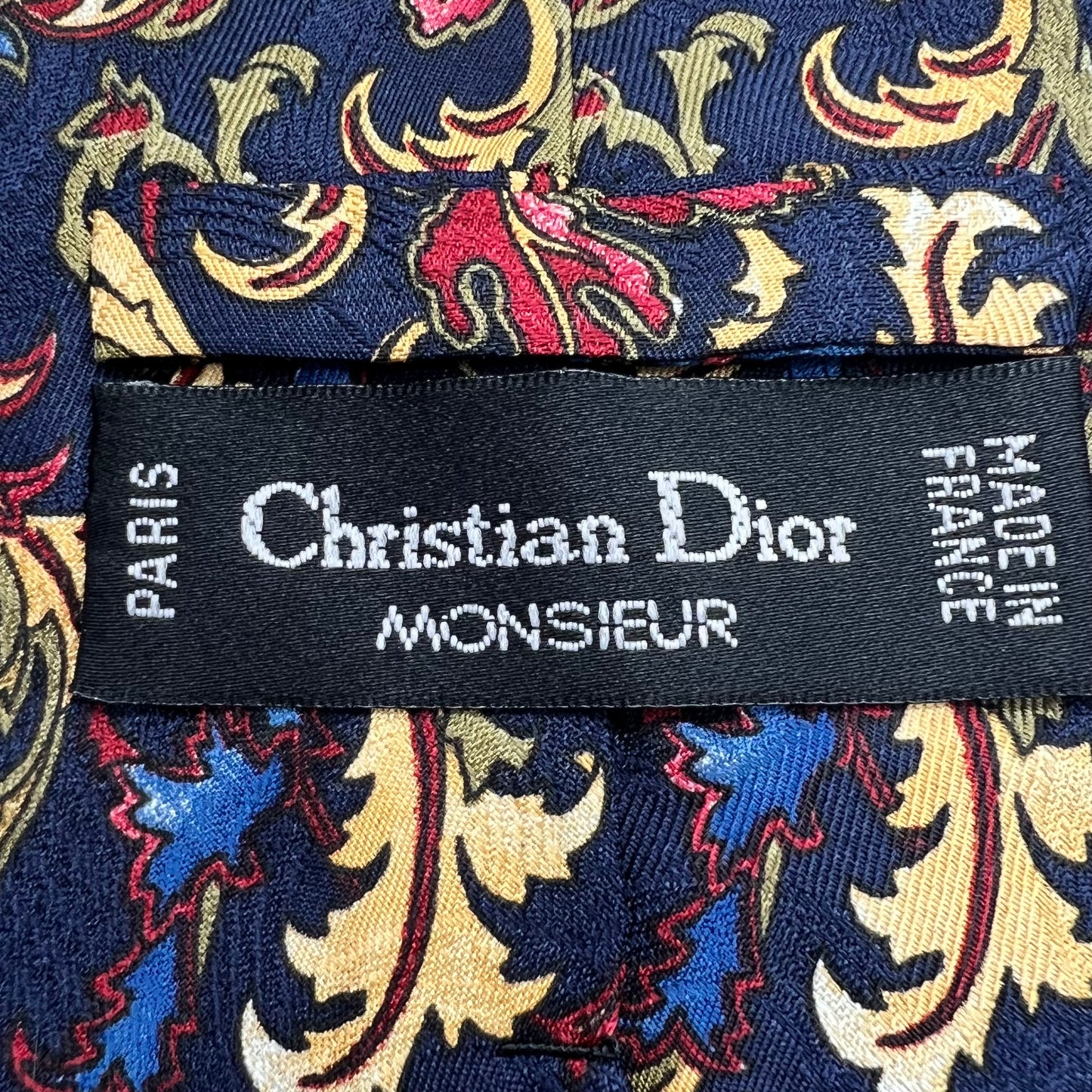 1980's Christian Dior Monsieur Acanthus Leaves Pure Silk Tie