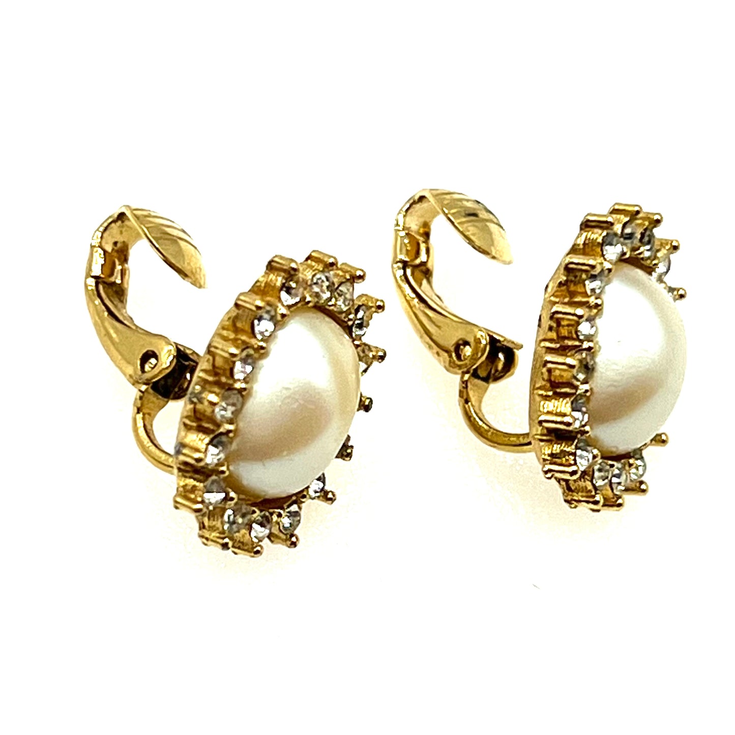 Givenchy Clip On Faux Pearl and Crystal Clip on Earrings