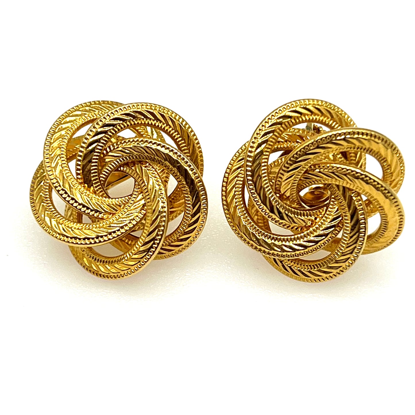 Napier Large Gold Plated Five Ring Knot Screw Back Clip On Earrings