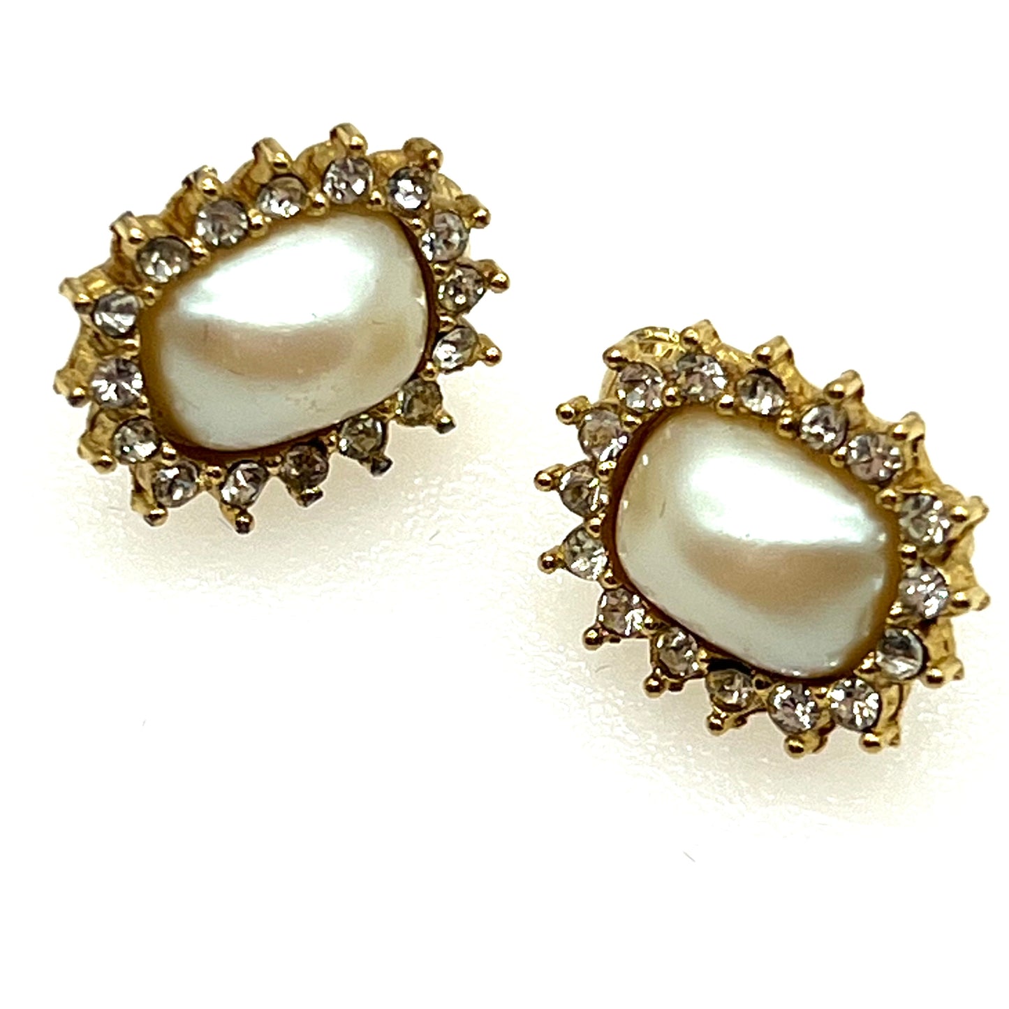 Givenchy Clip On Faux Pearl and Crystal Clip on Earrings