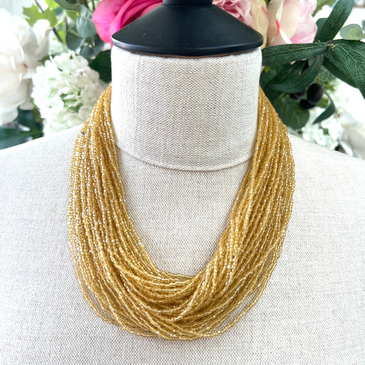 40 Strand Caramel Seed Bead Necklace