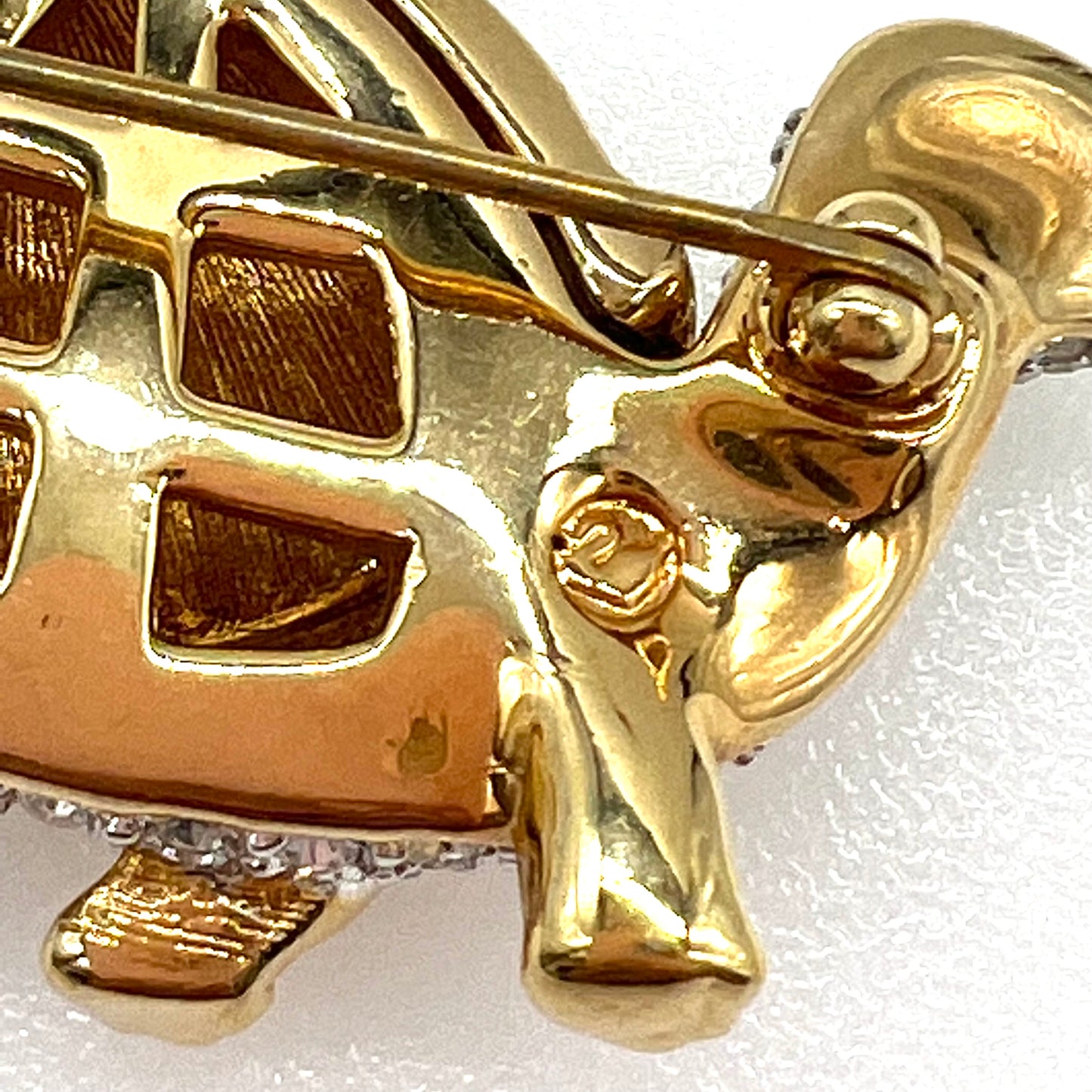 Signed Swarovski 18ct Gold Plated Crystal Turtle Brooch